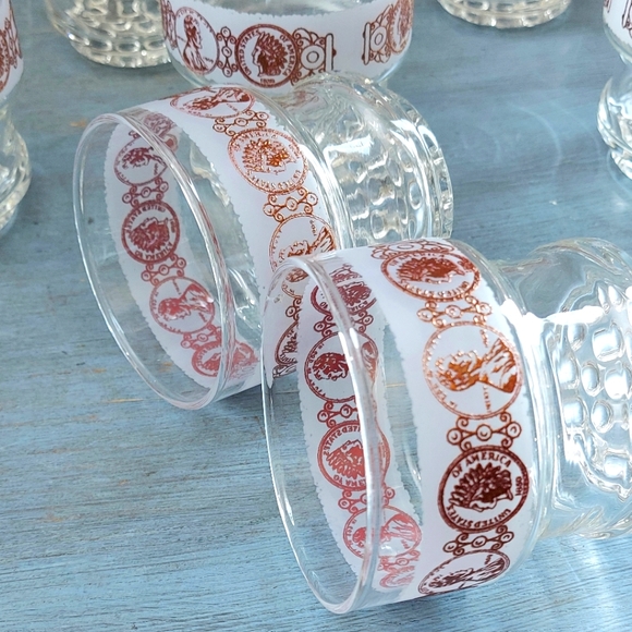 Vintage Copper Coin Rocks Glasses Libbey - Picture 7 of 7